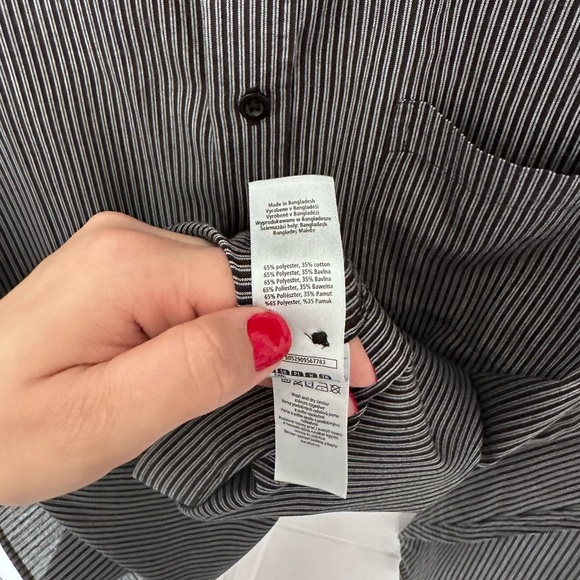 F&f Size L 16.5” Neck Grey Stripped Shirt - Picture 8 of 12